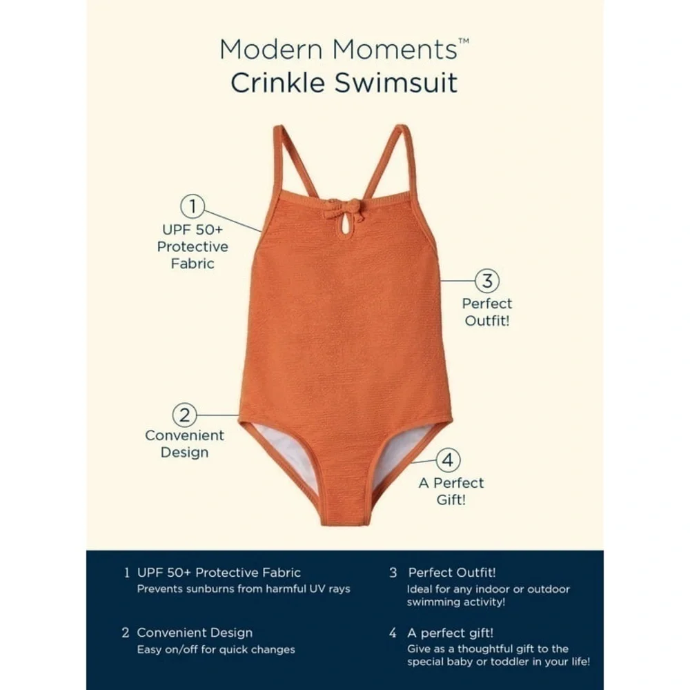 Modern Moments by Gerber Baby and Toddler Girls One Piece Swimsuit UPF 50+ 12M